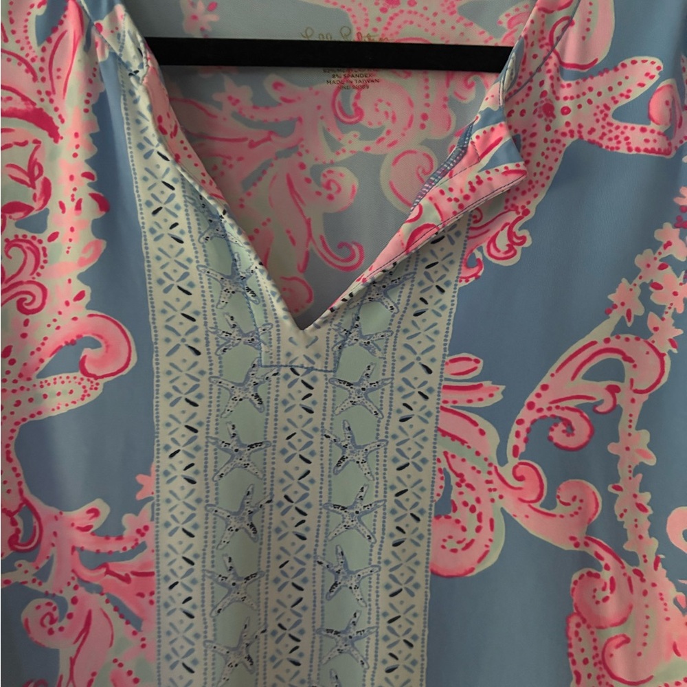 Lilly Pulitzer CHILLY LILLY KARINA TUNIC Blue Peri Go With The Flow size L EUC - Picture 2 of 5